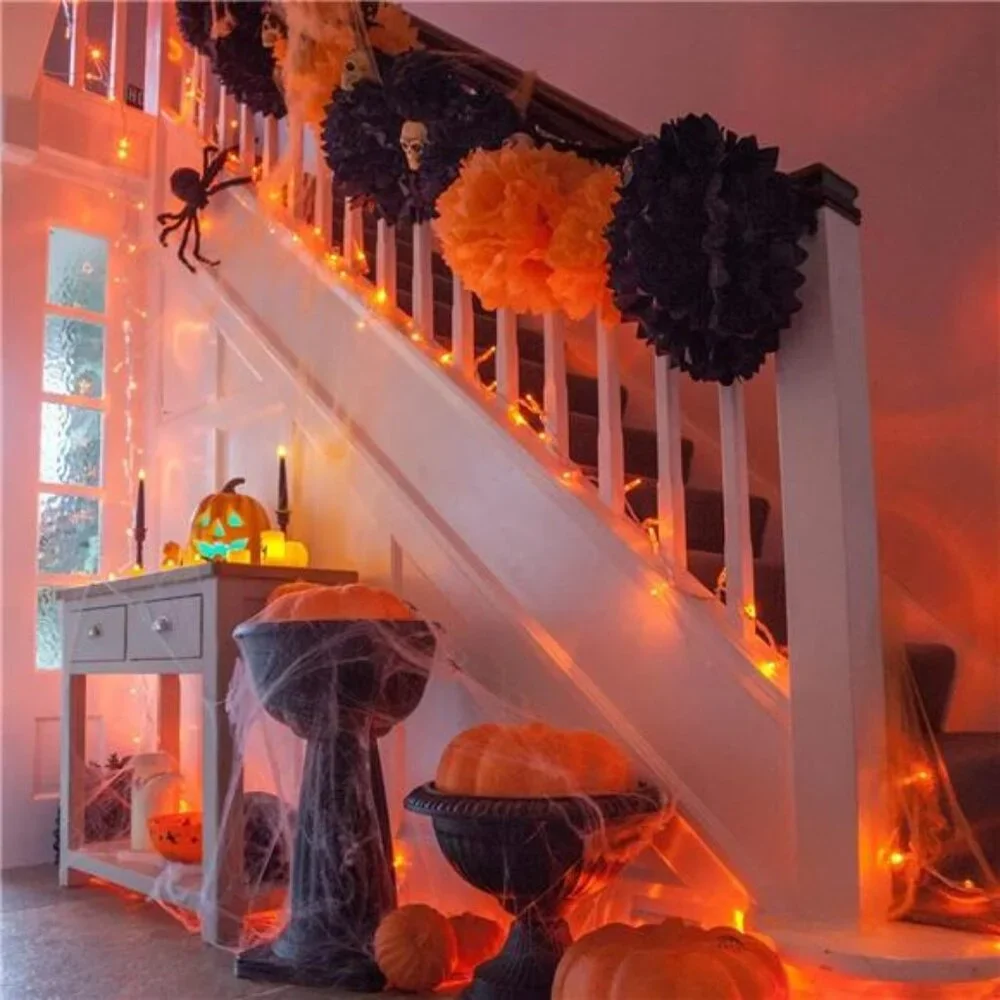 66ft 200 LED Halloween Lights Outdoor,Connectable Halloween Orange String Lights